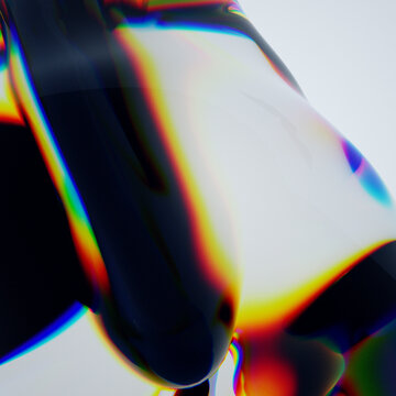Figuras hechas en 3D tornasol. a visually striking 3d render showcasing abstract glass and liquid forms with vibrant blue and purple gradients flowing dynamically.
