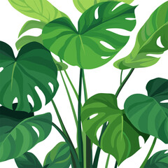 Tropical indoor plant illustration with lush green foliage, modern botanical artwork for home decor, wall art, and branding © egle_jurev