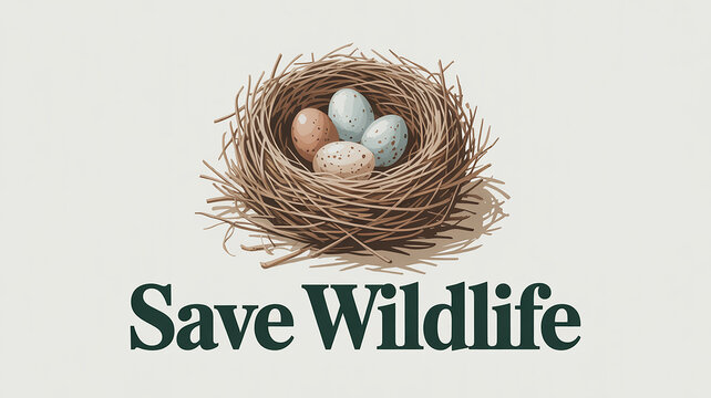 Nurturing future generations A serene bird's nest with speckled eggs, representing the critical importance of wildlife conservation and protecting biodiversity