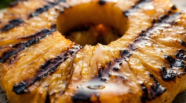 Juicy Grilled Pineapple Rings with Char Marks.
