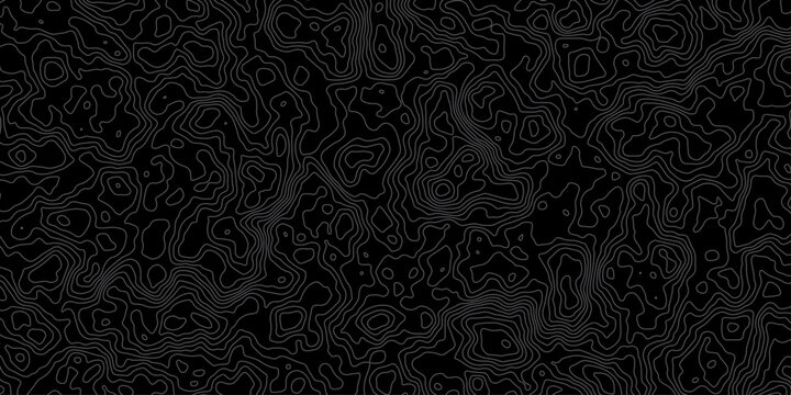 Dark topographic map contour lines pattern black background abstract texture.