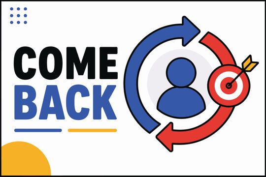 Come back recruitment arrow icon with target and silhouette person