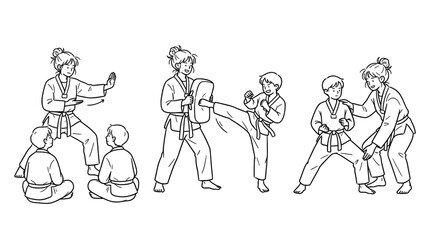 Naklejka premium Martial arts training session focusing on techniques and teamwork