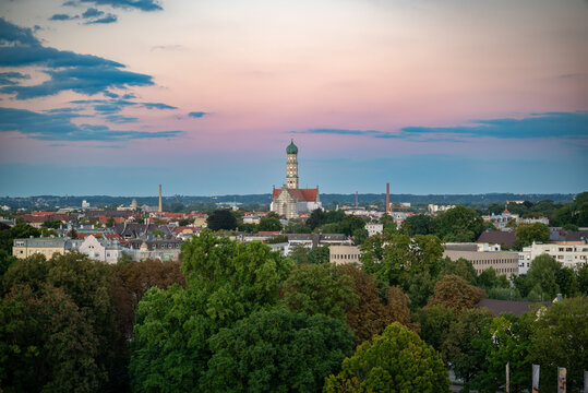 Augsburg City Skyline at Sunset