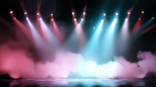colorful shining spotlights on a stage party disco background animation