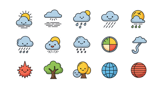 Weather icons clouds sun rain climate