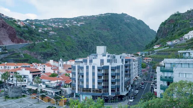 Scenic view of ribeira brava town in madeira