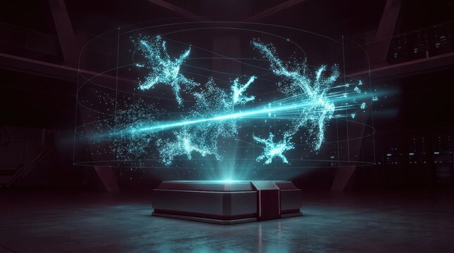 Scatter Plot Glowing Data Visualization in Dark Tech Interior