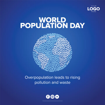 World Population Day, overpopulation awareness, earth pollution, environmental issues, vector illustration