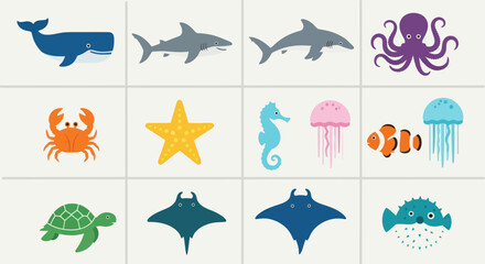 Underwater creatures vector illustration © Indahyulia