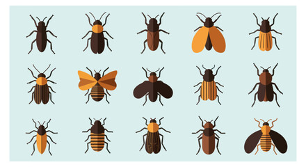 Variety of insect illustrations on plain background © Indahyulia