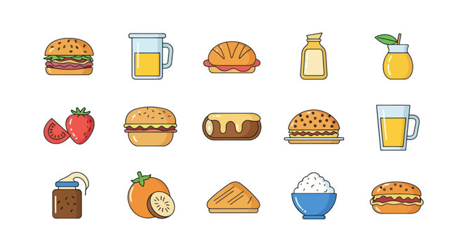 Various food items illustrations