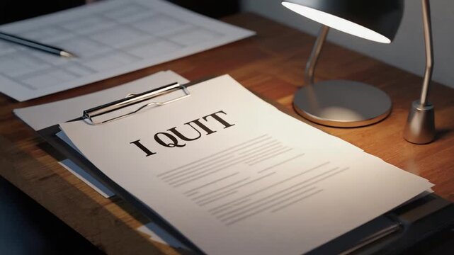"I QUIT" document. Resignation letter.