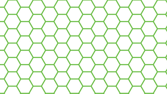 Hexagonal Pattern Design With Green Outline On Transparent Background