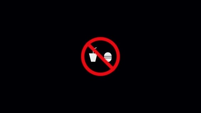 No outside food and drink sign, prohibition symbol, forbidden to eat or consume beverages in this area, warning notice
