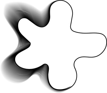 Cross organic blob outline with hollow contour, fluid lobes and gradient morphing liquid structure