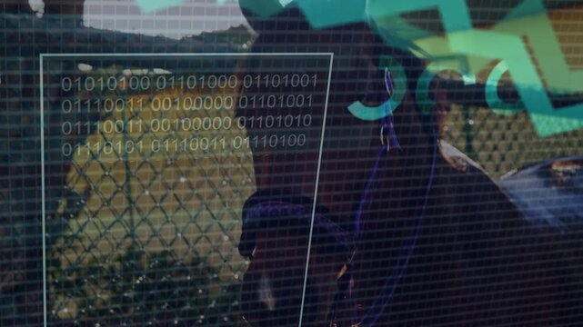 System activating, HUD overlaying data across fence and horse, charts rising for analysis