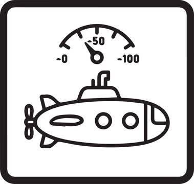 Premium Remote-Controlled Toy Submarine Vector Icon with Depth Gauge for Marine Engineering, Educational Kits, Underwater Exploration Apps, Submersible Tech Manuals, STEM Learning