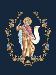 Obraz premium The Prophet Saint Elijah. Decorative vintage floral illustration in Byzantine style