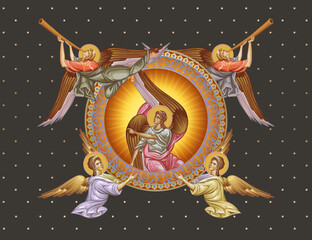 Obraz premium Decorative illustration with angels in Byzantine style