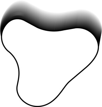 Vertical organic blob outline with hollow contour, elongated mass and irregular fluid morphology