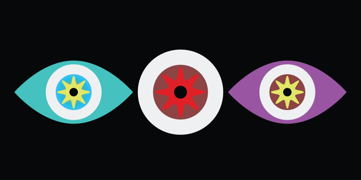 Three Abstract Eyes with Patterns