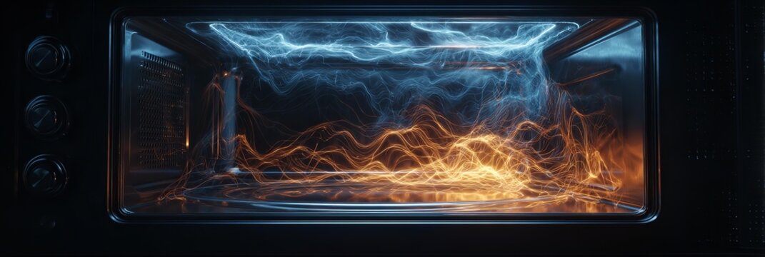 A realistic visualization of waves inside of a microwave