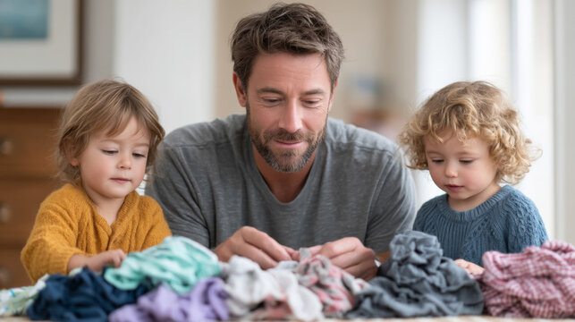 Father and children enjoying quality time together through shared activities