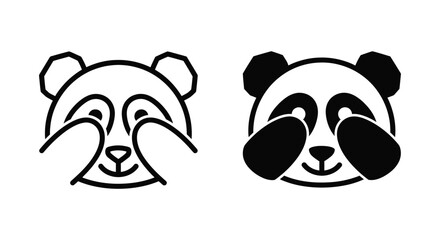 Cute panda bear emoji covering eyes with paws illustrating peek-a-boo gesture or shyness © Elite