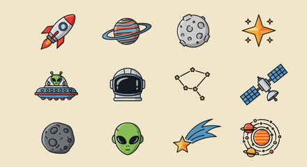 Space exploration icons and elements © Insto