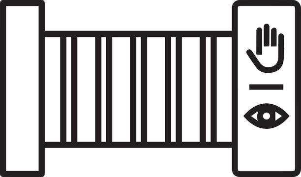 Professional Automated Security Gate with Biometric Scanner Vector Icon for Smart Access Control Systems, Security Solutions, Corporate Facilities, Airport Terminals, Government Buildings