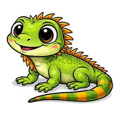 Fototapeta premium Cute Green Lizard Illustration