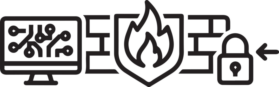 Professional Firewall Security Barrier Wall Vector Icon &ndash; Cybersecurity Protection, Network Defense, Data Security, IT Infrastructure, Digital Safeguards, Enterprise Security, System
