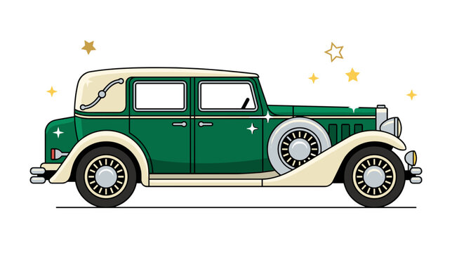 Vintage limousine decorated for prom night classic luxury car transportation celebration concept