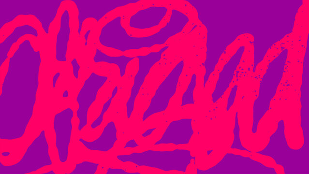 Vibrant pink and magenta urban background with bold hand drawn graffiti throw-up tags. Creative street art texture for modern streetwear designs featuring energetic brush strokes and edgy style.