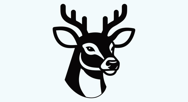 Deer head illustration on white background