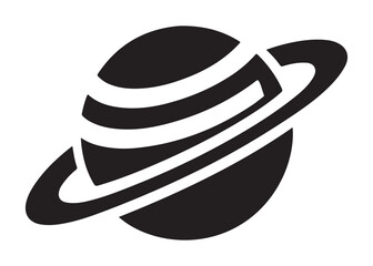 saturn logo silhouette vector, astronomy saturn planet logo silhouette vector illustration, ringed planet space logo vector, cosmic saturn planet logo silhouette design on white background © Adobe design