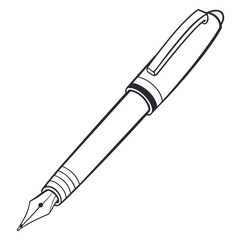 Naklejka premium Black and white fountain pen writing instrument office supplies