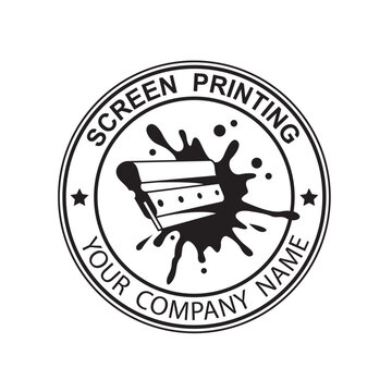 silk screen printing stamp with squeegee isolated on white background