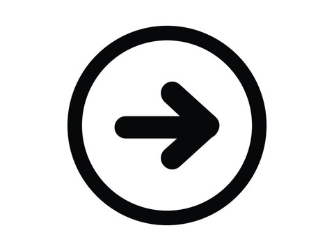Black arrow in a circle pointing right arrow direction navigation
