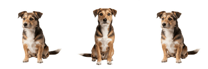 Friendly mixed breed brown dog sitting isolated element transparent PNG © muhammad