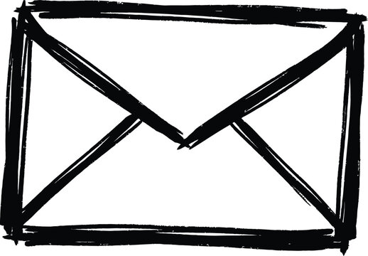 Envelope Letter Icon Vector Set Black Outline Heart Mail Message Clipart