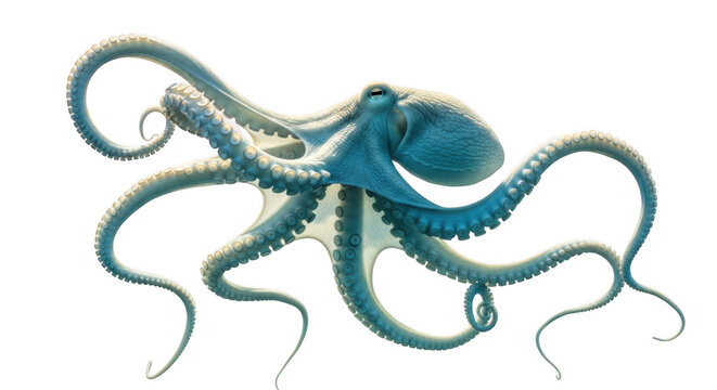 Blue octopus isolated on transparent background