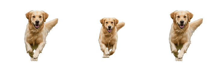 Obraz premium Happy Golden Retriever puppy dog sitting isolated element transparent PNG