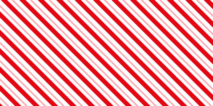Candy cane Christmas background, peppermint diagonal stripes print seamless pattern