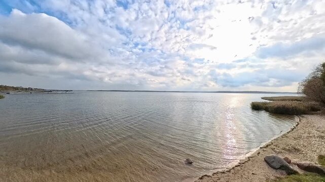 Autumn at Senftenberg Lake (Senftenberger See), Brandenburg, Germany. 360-degree video footage.
