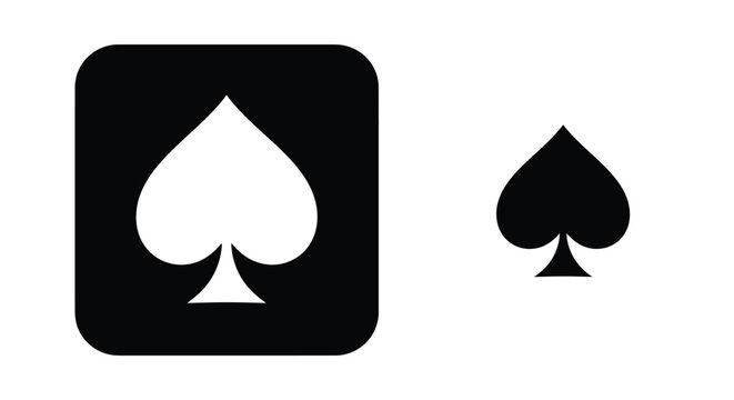 Classic spade playing card suit symbol presented as a vector graphic icon illustration on white background