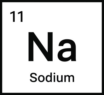 Sodium element symbol Na from periodic table with atomic number 11.