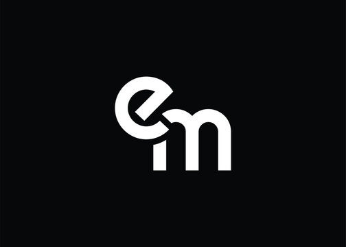 Modern Minimalist EM Letter Logo Monogram. Minimal, geometric lettermark conveys professionalism, unity, and contemporary style