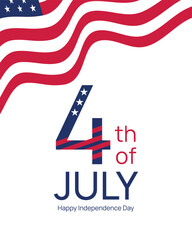Obraz premium 4th of July Poster. Happy Independence Day USA Banner with American Flag Design.